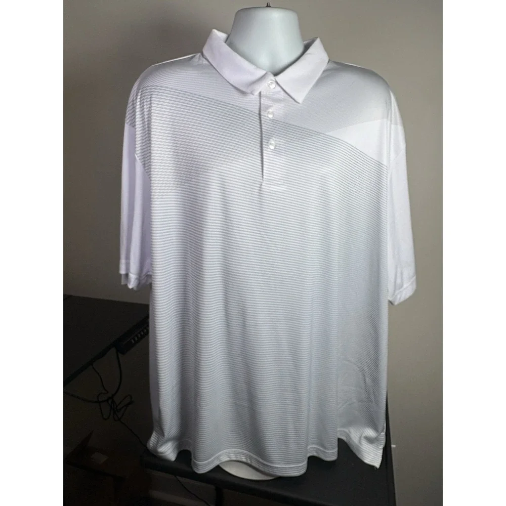 Ben Hogan Polo Shirt Mens 3XL White, Gray Stripes,  Golf Performance Shirt - Picture 2 of 8